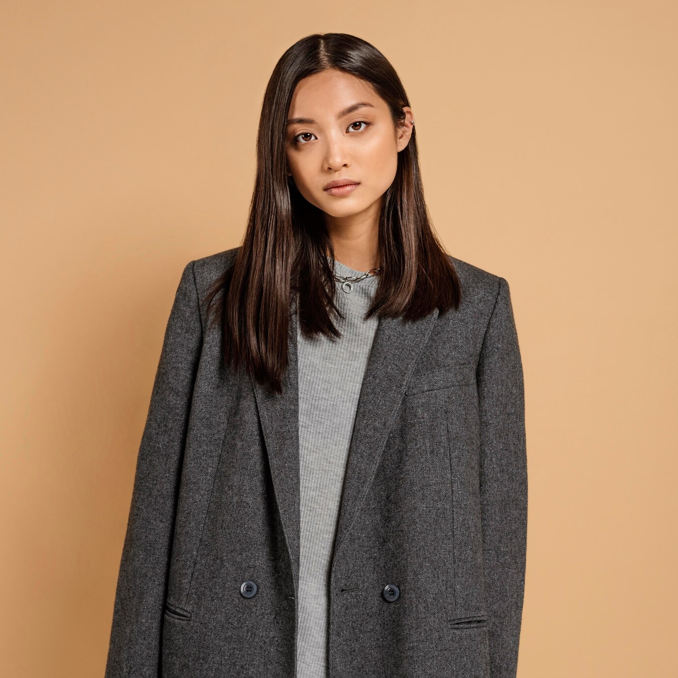 Women Oversize Grey Jacket